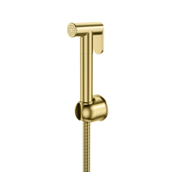 Brushed Brass Douche Handset Set With Flexi Hose & Holder – Gun Handle